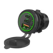 For Car Motorcycle Boat PD+QC 3.0 USB Fast Charger Cigarette Lighter Socket Plug