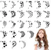 SRIZIAN Pack of 25 Tattoo Stencils, Reusable Face Paint Stencils, Eye Tattoo Stencils, Body Colour Stencils for Children, Party, Holiday, Halloween, Make Up