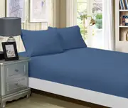1000TC Ultra Soft Fitted Sheet & Pillowcase(s) Set - Single/Double Queen/King/Super King Size Bed - Greyish Blue