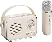 Retro Speaker Portable wirel Speaker Microphone Karaoke All-in-one subwoofer Small Speaker Ornament Beige Single Label Beige Single Label