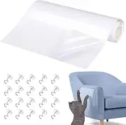 Simpeak 20X300cm Cat Sofa Scratch Guard, Cat Scratch Furniture Protector with 20 Pins, Transparent Cat Couch Protector Guards Scratching Pads, Anti Scratching Tape for Pets Couch Door Walls Protector