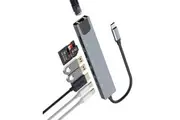 USB C Hub for iPhone 15 Pro Max iPad(8in1) HDMI USB Type C Ethernet TF SD Card Reader Docking Station Adapter for TV Display Dongle Thunderbolt Charger Port Splitter Laptop Extender Mouse Monitor(Gray)