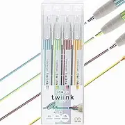 SUN-STAR Two Color Line Pen Twiink,C Set, Different 4 Colors Pattern Set, Water-Based Paint Pen, (Mint x Light Violet, Yellow x Mint, Red x Black, Orange x Yellow)