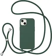 ZTOFERA for iPhone 13/iPhone 14 Case with Strap,Crossbody Phone Case with Adjustable Neck Shoulder Lanyard,Soft Silicone Shockproof Protective Phone Case for iPhone 13/14 6.1 inch-Dark Green