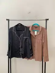 Lot of 2 INC International Concepts Sz XL Long Sleeves Satin & Velour Top Bundle