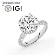 Round Solitaire Labgrown Diamond Engagement Ring Platinum 3.60 Ct