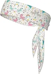 Unicorns Pink Sports Strap Double-Sided Headscarf Men's Bow Tie Sports Headscarf Running Yoga Exercise Headband