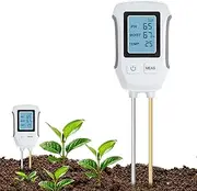 Mcbazel 3 in 1 Soil pH Meter Moisture Meter,Dual Probe Digital Soil Meter with Backlit LCD for Moisture,pH,Temperature for Gardening,Lawn,Farming,Indoor & Outdoor Plants