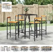 3 Piece Garden Bar Set Black Poly Rattan& Solid Wood Acacia Multi Colours/Sizes vidaXL