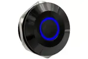 40mm Black Stainless Steel Latching Switch w/ Blue Angel Eye Light LED 12V SPST