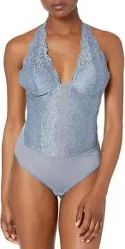 B.tempt'd 253195 Womens Ciao Bella Lace Halter Bodysuit Flint Stone Size S