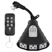 Wireless Outdoor Remote Control Outlets, Timer and Sensor Function 3 Outlet