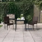3 Piece Garden Dining Set Brown and Black, Garden Furniture Sets