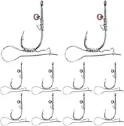 Saltwater Hooks, Bait Holder Hooks, 10x Catfish Hooks, Portable Strong Barbed Catcher, Shrimp Back Door, 2 in 1 Steel Rig for All Fish Types
