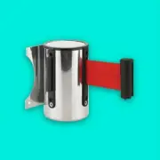 3m Wall Mounted Retractable Crowd Control Barrier | 5m Crowd Queue Red Belt