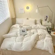 Luxlovery White Velvet Comforter Set King Plush Fluffy Bedding Comforter Set Winter Warm Thick Soft Quilts 3 Piece Bedding Comforter for Women Men