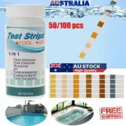 50/100PC 6in1 Chlorine Dip Test Strips Hot Tub SPA Swimming Pool PH Tester AU !R