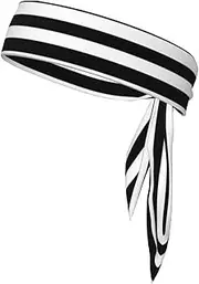 [HVTTIOR] Stripes Black White Print Multifunctional Sweat Wicking Sports Head Tie Headband for Tennis Basketball Karate