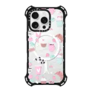 iPhone 16 Pro Bounce Case MagSafe Compatible Paris Eiffel Tower Coffee Macarons Croissant Strawberries Hot Chocolate Transparent Pastel Mint Pink Girly Cute Pattern