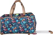 [Lily Bloom] Pattern 22 Inch Duffel Bag with 2-Rolling Wheels, Weekender Overnight Travel Lightweight Carry-On Suitcase For Women, Sloth It To Me Navy, 22in