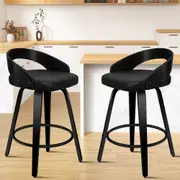 2x ALFORDSON Bar Stools Curved Backrest All Black
