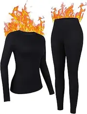 [Attraco] Seamless Thermal Underwear for Women Long Johns Thermal Suit Stretchy Ski Base Layer Set
