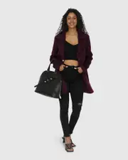 [Belle & Bloom] Ex-Boyfriend Wool Blend Oversized Jacket - Deep Plum