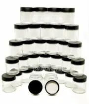 3oz Child Resistant Glass Jars for 3.5g Flower Plus Cap Labels (32 Pack!)