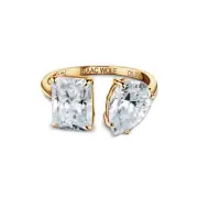 ISAAC WOLF Toi Et Moi Pear & Radiant 5CT Moissanite Solitaire Engagement Ring