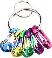 [ABCOOL] 7PCS Keychain Keyring Clips Mini Carabiner - 2 cm Micro Tiny Small Fixed Eye Hole Paracord Aluminum Hooks for Home Rv Camping Fishing Hiking Traveling and Sports Outdoors