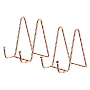 2Pcs 4.3Inch Plate Stand for Display Iron Easel Plate Holder for Photo Rose Gold