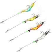 GALPADA 4pcs Luminous Shrimp Realistic Soft Bait for Freshwater Fishing Glow The Dark for Trout Bass and More