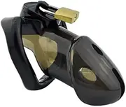 Happygo Male Chastity Device Hypoallergenic Plastic Cock Cage Penis Ring Virginity Lock Chastity Belt Adult Game Sex Toy (Black)