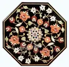 Octagonal Black Marble Coffee Table Top Unique Design Inlay Work Party Table