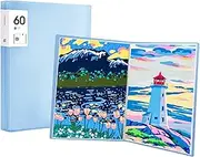 60 Sheets A3 Diamond Painting Storage Presentation Book, 42x30cm Painting Art Protection Display Book, Art Protectors Portfolio Clear Folder, Display Painting Book, with 60 Clear Pockets