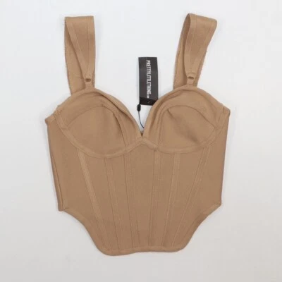 Cropped Corset Top By Pretty Little Things Size 2 Tan Brown