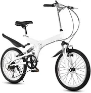 20inch Folding Bicycle,6 speeds Hybrid Bike,City Bikes for Adult Men Women,Front and Rear V-Brakes,Front and Rear Shock Absorption Commuter Bike,Wheel fenders