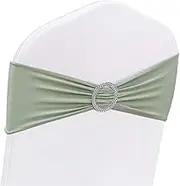 Sage Chair Sashes for Wedding 50 Pack Spandex Sage Green Sashes for Chairs Sage Green Chair Sashes Bows with Blucke for Bridal Baby Shower Birthday Banquet Party Decorations