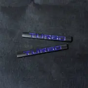 2x Black Blue Small TURBO Metal Decal Emblem Sticker Badge Sports Engine Car AWD (for: Peugeot)