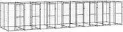 Outdoor Dog Kennel, Black Powder-Coated Steel, 19.36 m², Large 880 x 220 x 180 cm, Lockable Latch and Mesh Walls, Secure & Durable