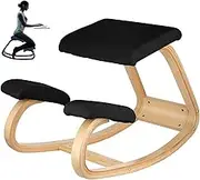 Ergonomic Kneeling Chair Improve Posture Relieve Kneel Home Office Computer Chair Thick Cushion Rocking Wood Kneel Stool Black