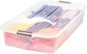 IRIS USA 50 Qt Plastic Under Bed Storage Bin with Lids and Durable Buckles,