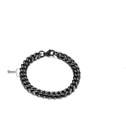 Cuban Link Black Chain Bracelet- 9mm