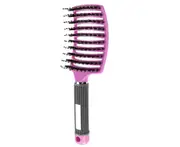 Head Comb Sturdy Strong Smooth Hollow-carved Design Reduce Static Electricity Hairdressing Tool Meniscus Hair Massage Bristle Comb-Pink