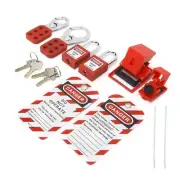 Multifunctional Lockout Tagout Kit Portable Safety Red Padlock With Hasp