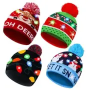 MGparty Christmas Hat Xmas LED Light Up Beanie Knit Hats Winter Snow 4 Pack
