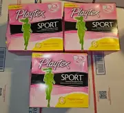 Playtex Sport Tampons, Unscented, Regular 108ct. Lot (3) 36ct Boxes