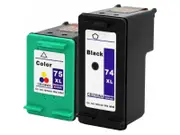 2 Pack Genuine Ink Cartridges for HP 74XL and 75XL (CB336WA, CB338WA) - Includes 1 Black and 1 Color Cartridge