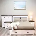 New Hampton 4 Pieces Bedroom Set with Bedside Table, Tallboy and Dresser Mirror