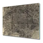 Tempered Glass Worktop Saver Kitchen Paris Vintage Map Art Painting 60x52